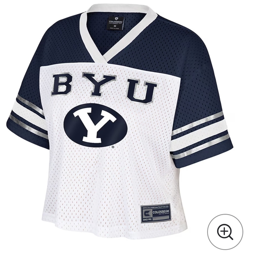BYU COUGARS Colosseum Jersey WOMEN FOOTBALL UNIFORM SHIRT TREASURE CROPPED CROP - Picture 3 of 8